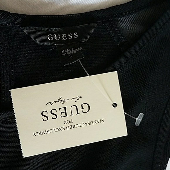 GUESS BLACK PONTE AND MESH MIX DRESS SZ S - Picture 5 of 5